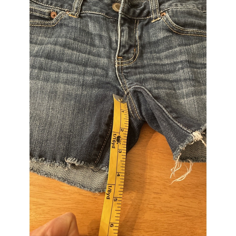 American Eagle AE Shorts Size 2 26 Stretch Dark Jean Blue Denim Cutoff Daisy - Picture 10 of 10